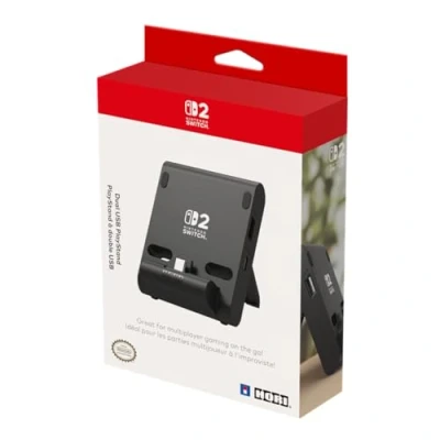 Afbeelding van Hori draagbare PlayStand met dubbele USB poort, zwart voor Nintendo Switch 2