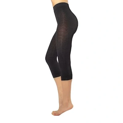 Afbeelding van CALZITALY Anti cellulitis behandeling, massage toning pyjama, activeert microcirculatie, modder en cafeïne verwarmingsgel (L XL, Zwart capri), Capri