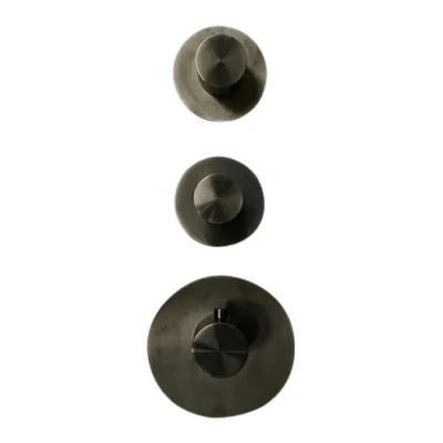 Afbeelding van SB 316 AESTHETICS Round Inbouw thermostaatkraan met 2 uitgangen / x stopkraan PVD gun metal geborsteld 1208954945