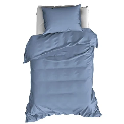 Afbeelding van De Witte Lietaer Dekbedovertrek Katoen Satijn Olivia Eenpersoons 140 x 200/220 cm Blauw