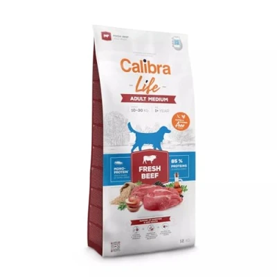 Afbeelding van 12kg Calibra Life Adult Medium Breed met vers rundvlees hondenvoer droog