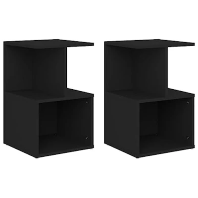 Afbeelding van vidaXL Nachtkastjes 2 stuks zwart 35x35x55 cm bewerkt hout