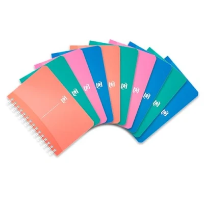 Afbeelding van OXFORD Office My Colours notitieboeken, spiraalbinding, formaat 9 x 14 cm, 180 pagina&#039;s, kleine ruitjes, 5 5, omslag van polypropyleen, levendige kleuren, verschillende kleuren