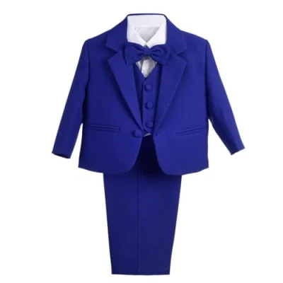 Afbeelding van Lito Angels 5 delig kostuum voor jongens, smoking, zonder punten, feest, plechtigheid, bruiloft, Royal Blauw