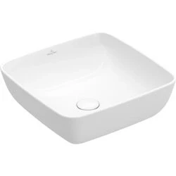 Afbeelding van Villeroy &amp; Boch Artis opzetwastafel vierkant wit ceramic+ (41 x 41 cm)