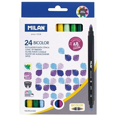 Afbeelding van Milan, Marker, Marker Set zweifarbig 24 Stücke Bunt (Veelkleurig, 5 mm, 24 x)