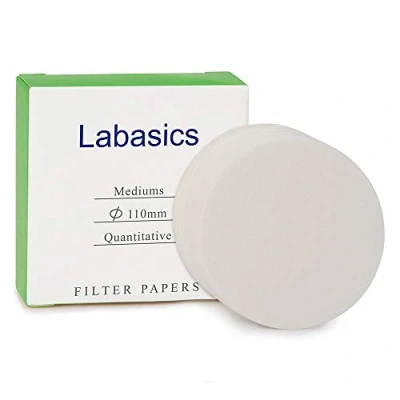Afbeelding van Labasics Kwantitatieve filtercirkels, 110 mm diameter cellosefilterpapier met 15 tot 20 micron deeltjesretentie, gemiddelde filtersnelheid, 100 stuks