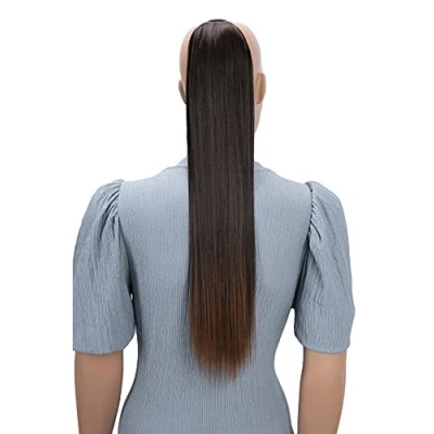 Afbeelding van PRETTYSHOP HC16 Haarstukje met gevlochten paardenstaart, haarverlenging, steil, bruin mix, 60 cm