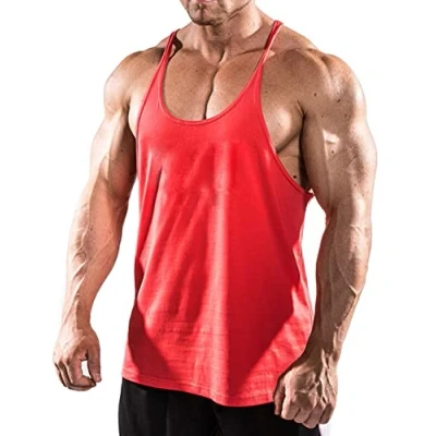 Afbeelding van Heren fitnessstudio strringer onderhemd bodybuilding training spiershirt katoen, Pln red., M