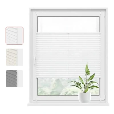 Afbeelding van WOLTU® VH5532ws rolgordijn met plooien zonder boren voor ramen of deuren, 60 x 130 cm, wit