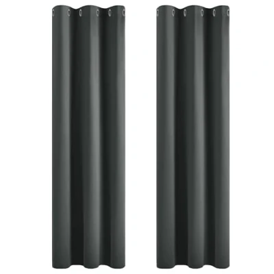 Afbeelding van Deconovo Gordijnen Verduisterend, Kant en Klaar met Ringen, Thermische voor Slaapkamer Woonkamer, 107x183 cm (B x H), Donkergrijs, 2 stuks