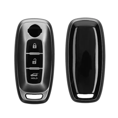 Afbeelding van kwmobile autosleutel hoesje geschikt voor Nissan 3 Tasten Ariya B6 B9 X trail T33 Qashqai hoes TPU behuizing Beschermende auto sleutel case Sleuteletui in mat zwart /