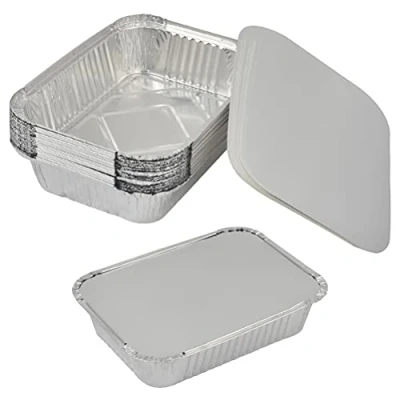 Afbeelding van CENBEN Set van 20 grote rechthoekige aluminium containers met deksel, 1900 ml ideaal voor koken, grillen, diepvriezen (26,5 x 19,2 6,5 cm)