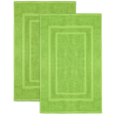 Afbeelding van NatureMark set van 2 badmatten, premium kwaliteit, 100% katoen, 50 x 80 cm, appelgroen