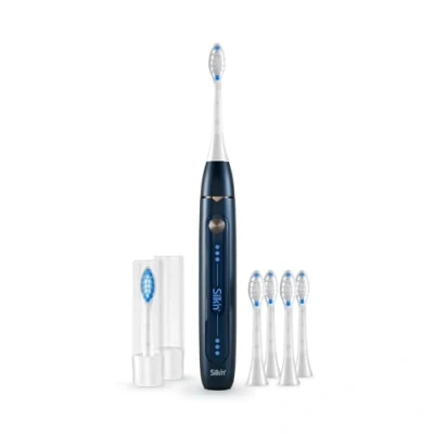 Afbeelding van Silk&#039;n SonicYou Elektrische Tandenborstel Geschenkset met 4 Pack Witte opzetborstels Donkerblauw