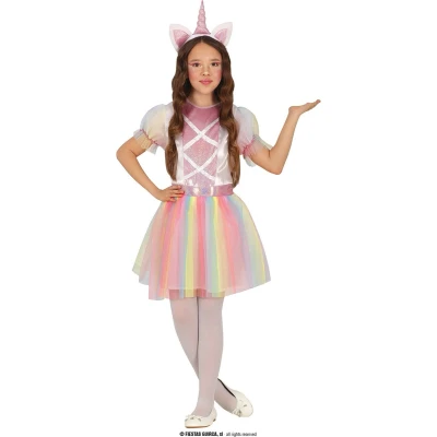Afbeelding van Guirca Eenhoorn Kostuum Dansen Op De Regenboog Unicorn Meisje Multicolor 3 4 jaar Carnavalskleding Verkleedkleding