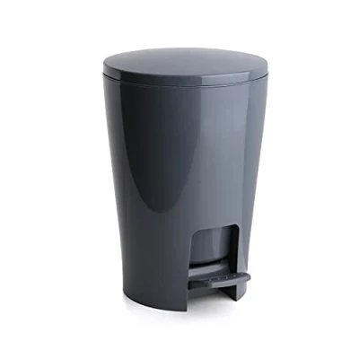 Afbeelding van TATAY Diabolo afvalemmer voor de badkamer, inhoud van 5 l, polypropyleen, uitneembare binnenkant, BPA vrij, grijs. Afmetingen 19 x 21 28,2 cm