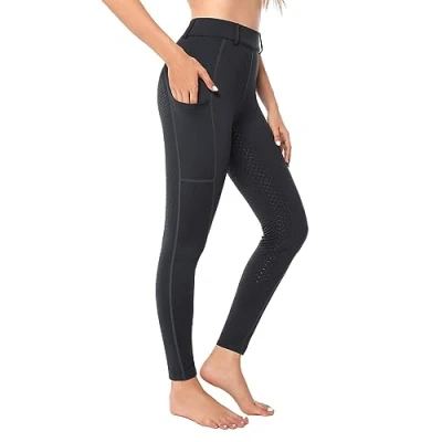 Afbeelding van Rijlegging voor dames met zak mobiele telefoon, hoge taille, stretch riemlussen, grijs.