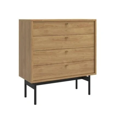 Afbeelding van Selsey OLAR Dressoir met vier lades 85 cm Natuurlijke hickory