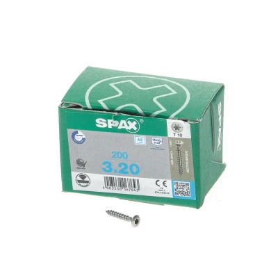 Afbeelding van Spax Spaanplaatschroef lenskop RVS T Star T10 3.0x20mm (per 200 stuks)