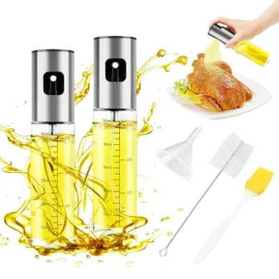 Afbeelding van JOPHEK Keukenoliespray, 2 stuks, 100 ml, olijfolie, olie en azijn, premium oliesproeier voor keuken luchtfriteuse grillen, salades, mier