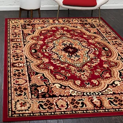 Afbeelding van Mazovia Vloerkleed voor de woonkamer, modern, vintage, oosters, motief, groot formaat, laagpolig, tapijt woonkamer en slaapkamer, tapijt, rood, 250 x 300 cm