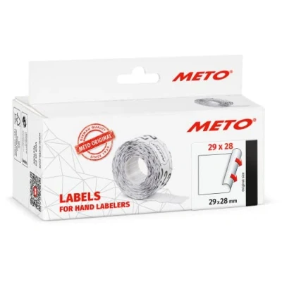 Afbeelding van METO etiketten voor handmatige labelapparaten (29 x 28 mm, 2 regels, wit papier, 3.500 etiketten, permanent klevend, Meto, Contact, Sato, Avery, Tovel, Samark enz.)
