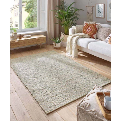 Afbeelding van Wollen Tapijt/Vloerkleed Kaia Groen 70x130 Cm 100% Wol