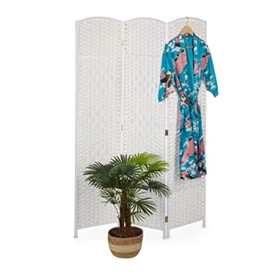 Afbeelding van Relaxdays kamerscherm 3 delig wit roomdivider woonkamer scheidingswand inklapbaar