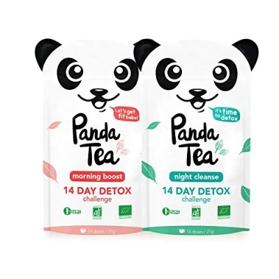 Image de Panda Tea Thé et Infusion Cure Detox Bio 28 Sachets/Infusettes Coton Challenge 14 jours Certifié Biologique