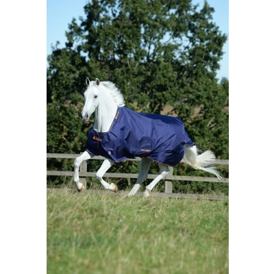 Afbeelding van Bucas Therapy Turnout 150g Navy/Orange 135/183 Agradi.be