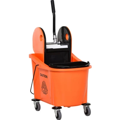 Afbeelding van HOMCOM Schoonmaakwagen, verrijdbare emmer, schoonmaakemmer, dweilwagen met uitwringer 720 015