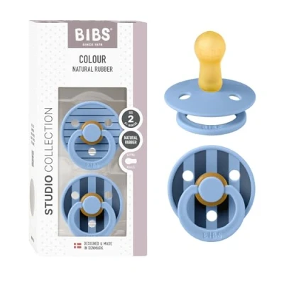 Afbeelding van Bibs Fopspeen Latex Studio Pin Sky Blue Mix Size 2 (2 Pack)