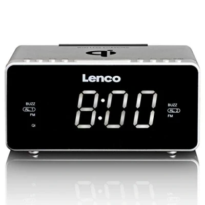 Afbeelding van Lenco CR 550SI Stereo FM Wekkerradio met USB en Qi Wireless smartphone oplader Zilver Silver