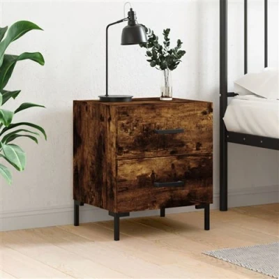 Afbeelding van Nachtkastje 40x35x47,5 cm bewerkt hout gerookt eikenkleurig