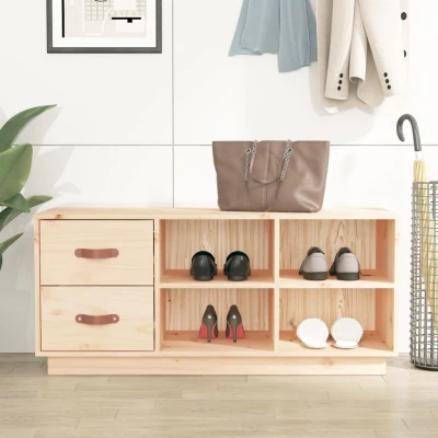 Afbeelding van Schoenenbank 100x34x45 cm massief grenenhout