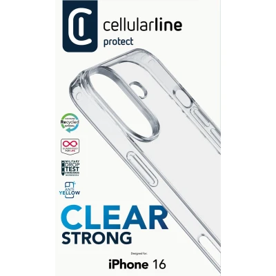 Afbeelding van Cellularline Clear Strong Case Backcover Apple iPhone 16 Transparant Inductieve lading