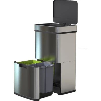 Afbeelding van 4cookz® Smart Waste RVS afvalscheidingsprullenbak met sensor 72 liter