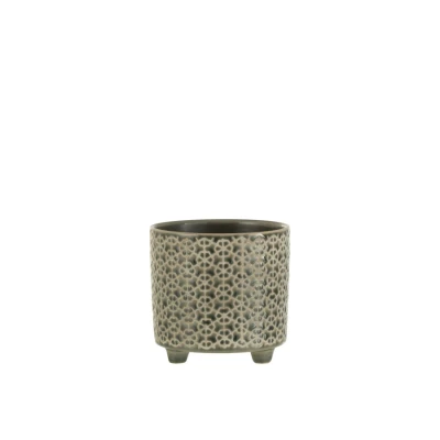 Afbeelding van Bloempot keramiek grijs/blauw smal 22981