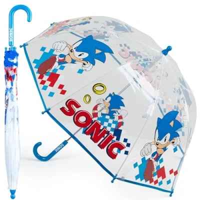 Afbeelding van Sonic The Hedgehog Paraplu voor kinderen, jongens, meisjes, paraplu, transparant, officiële accessoires gamers, Blauw/Rood