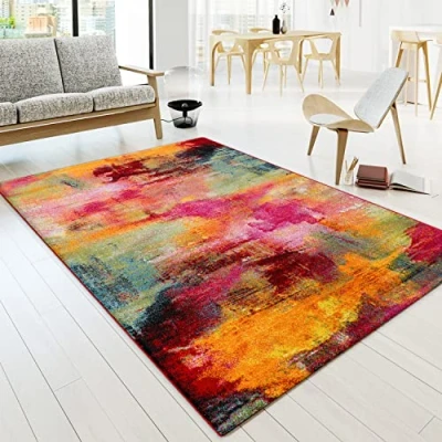 Afbeelding van Paco Home Vloerkleed Woonkamer Laagpolig Modern Vintage Patroon Abstract Veelkleurig 160x230 cm