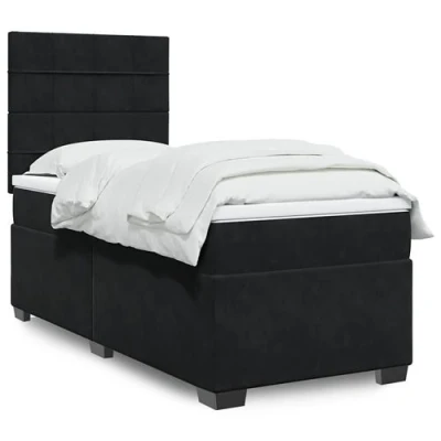 Image de vidaXL Sommier à lattes de lit et matelas Noir 80x200 cm Velours