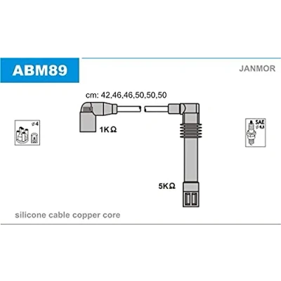 Afbeelding van JANMOR ABM89 Bougiekabelset AUDI: A4 B5 Saloon, B6 Avant, A8 D2, VOLKSWAGEN: Passat GP Estate