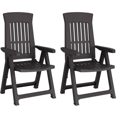 Afbeelding van Tuinstoelen 2 st verstelbaar PP antracietkleurig