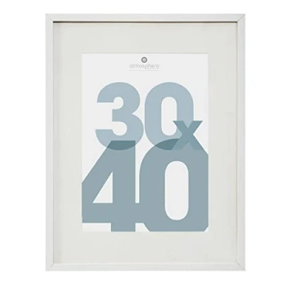 Afbeelding van Atmosphera Fotolijstje Manu met passe partout voor een foto van 30 x 40 cm wit MDF/Glas Klassieker