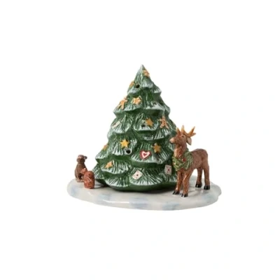 Afbeelding van Villeroy &amp; Boch Christmas Toys Kerstboom Met Bosdieren Waxinelichthouder 23 Cm Groen