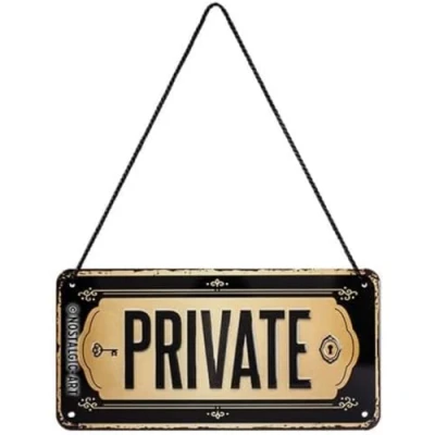 Afbeelding van Nostalgic Art PRIVATE metalen reliëf bord met koord