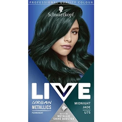 Afbeelding van Schwarzkopf LIVE Urban Metallics permanente haarverf voor glanzend haar met kokosolie Midnight Jade U75