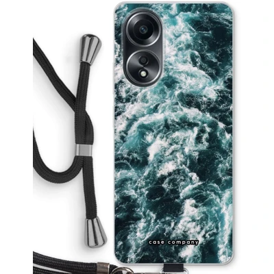 Afbeelding van Case Company® hoesje met Koord geschikt voor Oppo A58 4G Zee golf Telefoonhoesje Zwart Bescherming aan alle Kanten en Over de Schermrand