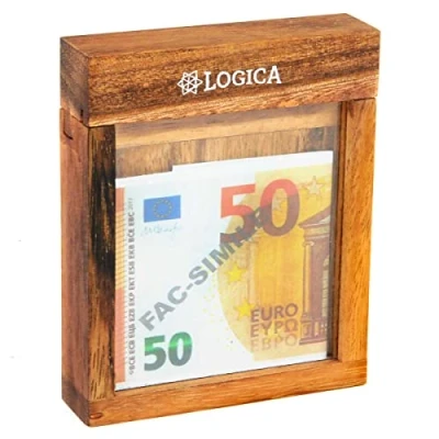 Afbeelding van Logica Kunstspelletjes. Kluis met Tip M puzzel van kostbaar hout geheime doos 5/6 ongelooflijke moeilijkheidsgraad collectie Leonardo da Vinci